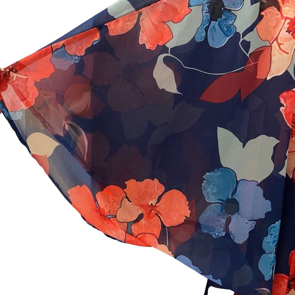 Women's Floral Print Kimono Swim Coverup Plus size 2X Loose lightweight sheer - Picture 3 of 5